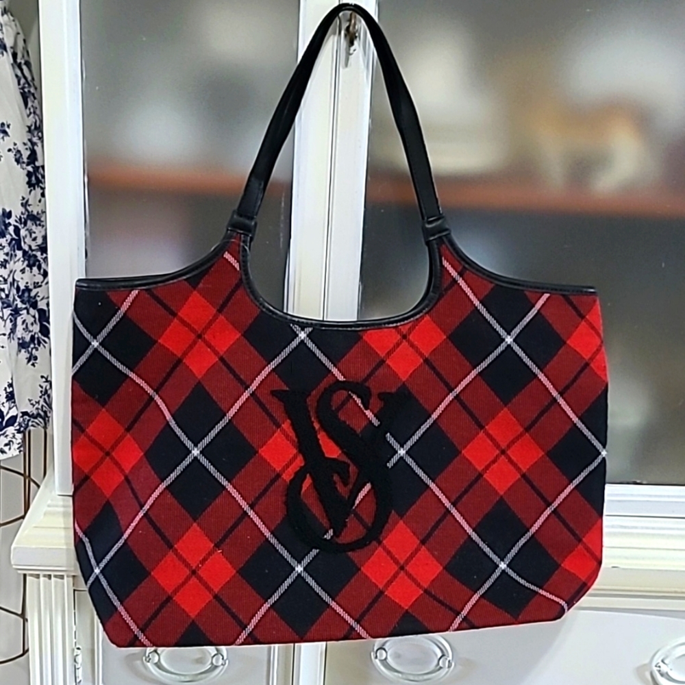 Victoria's Secret plaid tartan tote monogram - Picture 2 of 7